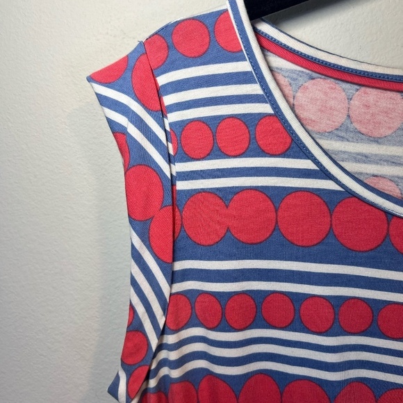 Boden Blackberry Day Striped Polkadot Dress Jersey Sleeveless Mini Women's Sz 8R - Picture 2 of 11